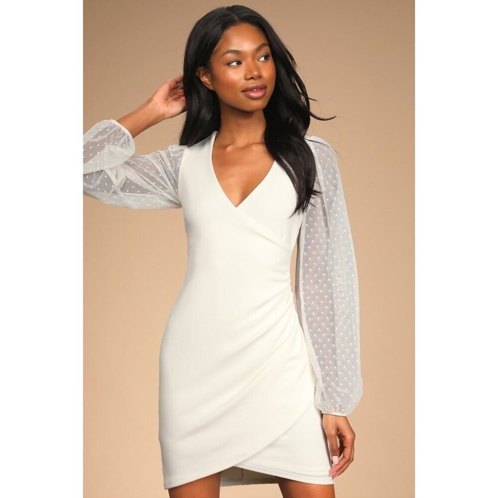 Love That Lasts Forever Ivory Balloon Sleeve Bodycon Mini Dress